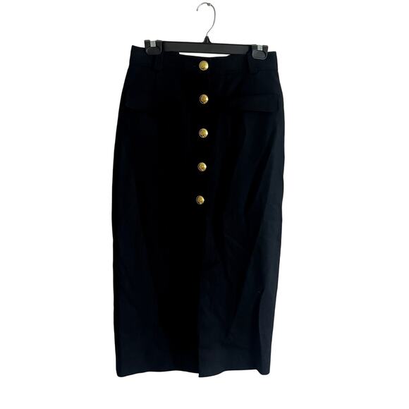 a.l.c. holmes skirt black gold buttons Size 8 viscose C3 - Picture 2 of 7